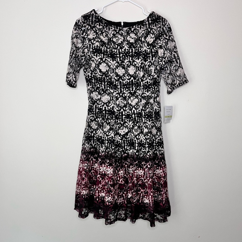 FINAL MARKDOWN NWT Danny & Nicole half sleeve a-line multi colored overlay dress
